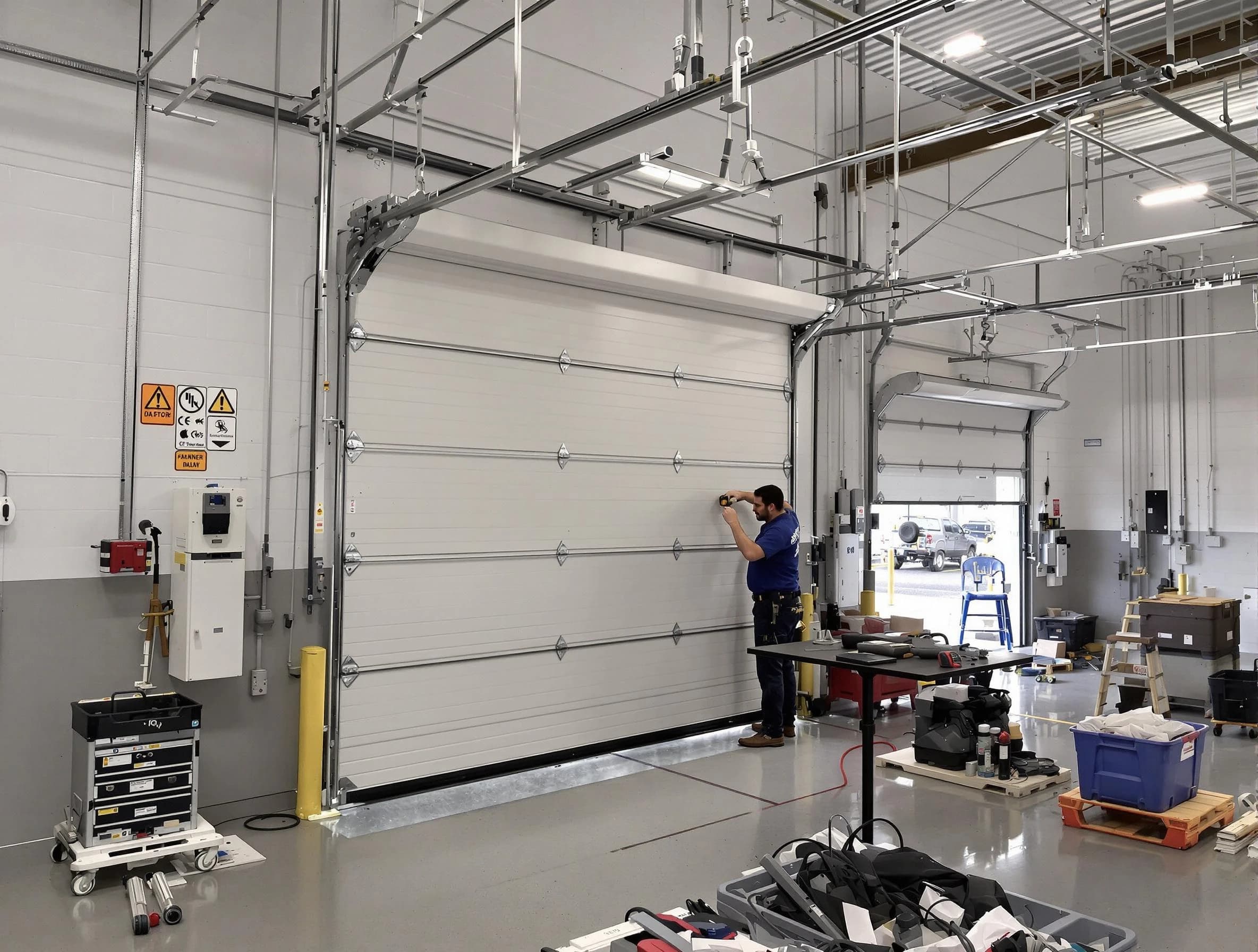 Commercial garage door repair being performed by Goodlettsville Garage Door Repair expert in Goodlettsville