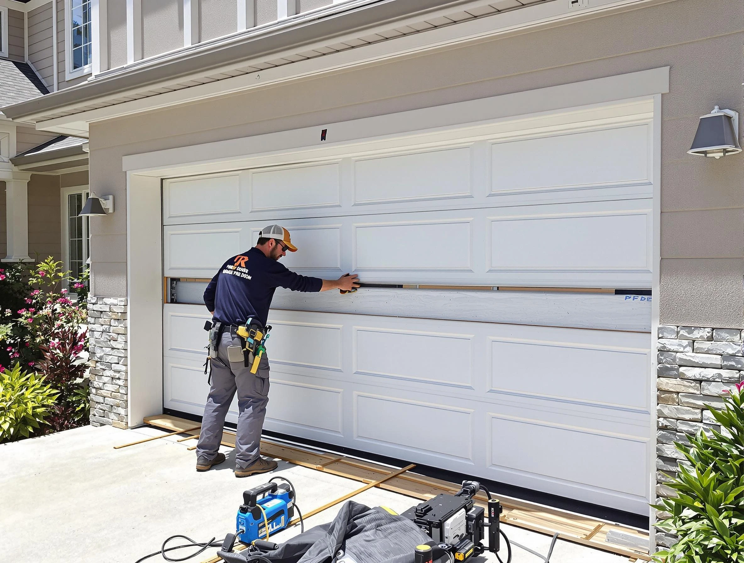 Goodlettsville Garage Door Repair team performing complete garage door replacement at Goodlettsville residence