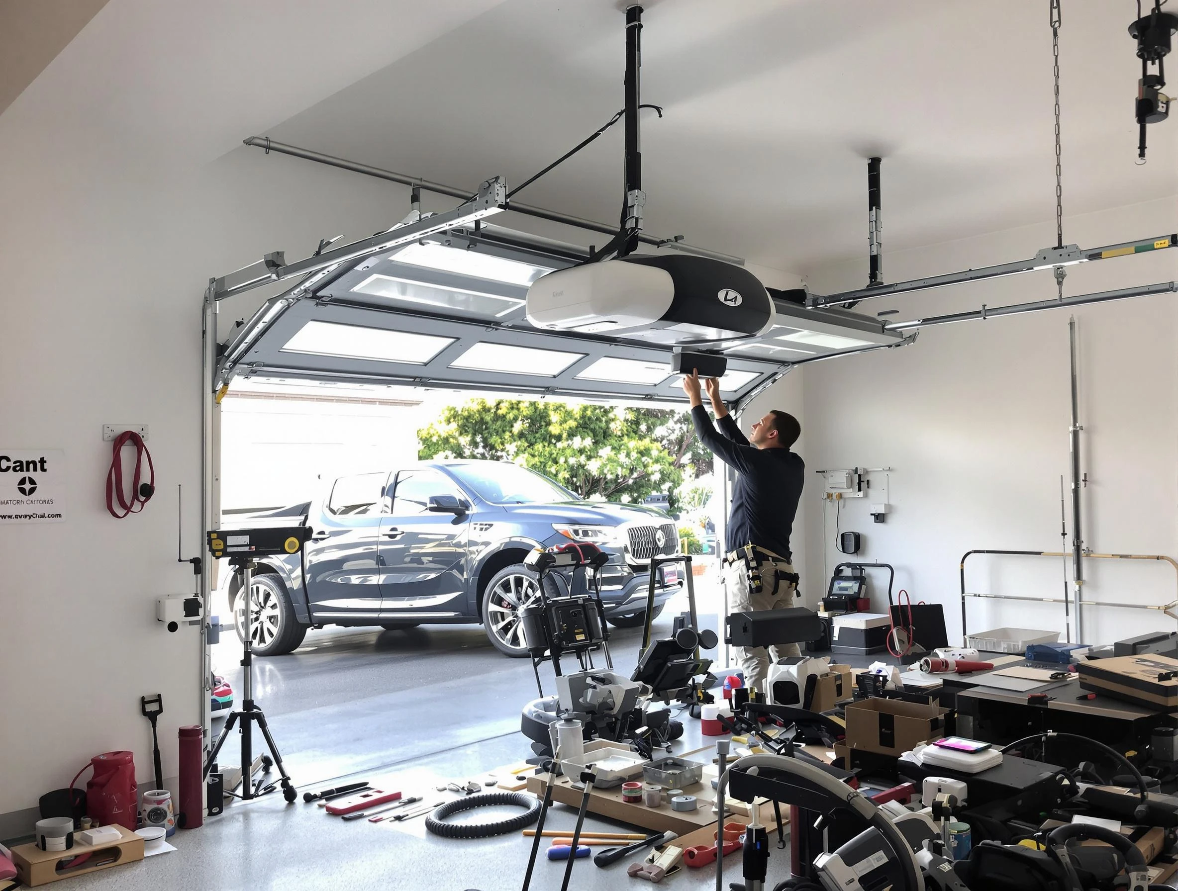 Goodlettsville Garage Door Repair specialist installing smart garage door opener system in Goodlettsville home